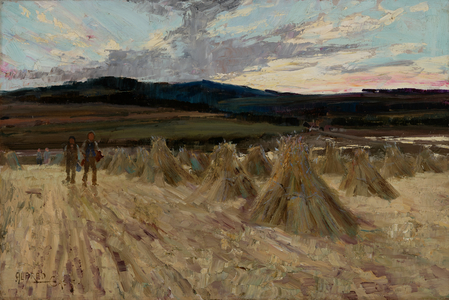 Harvesters at Sunset (oil on canvas)