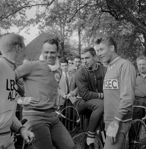 Andre Darrigade , Rik Van Stenberken, Rik Van Looy et Jacques Anquetil