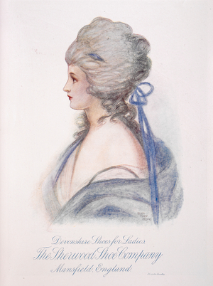 Devonshire shoes for ladies. Advertisement for the Sherwood shoe company.