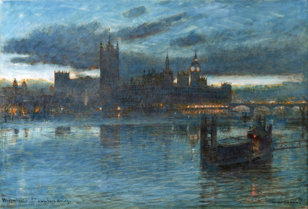 Westminster from Lambeth Bridge, 1912 (watercolour with ink)