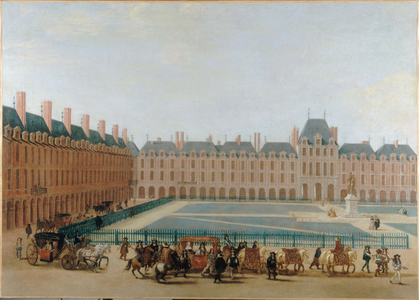 Place Royale, circa 1660; passage of the King's carriage. Current Place des Vosges, 4th arrondissement, circa 1655 -1665 (oil on canvas)