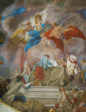A genius recommends a group of Austrian generals to Minerva, goddess of military science (ca …