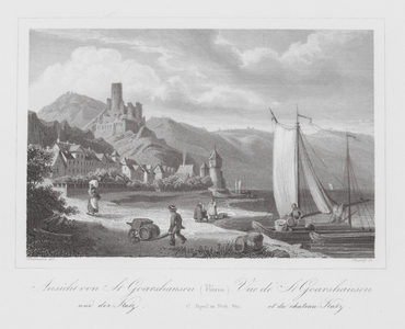 Rein / Rhin / Rhine: Ansicht von St Goarshausen; Vue de St Goarshausen (engraving)