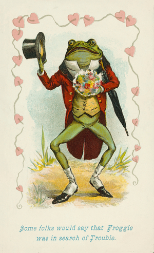 Some folks would say that Froggie was in search of trouble (colour litho)