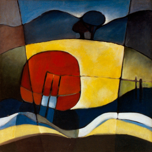 The Red Pond Bharati Chaudhuri (b.1951 Indian) Oil on canvas