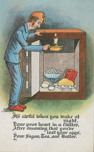 Protecting rationed food (colour litho)
