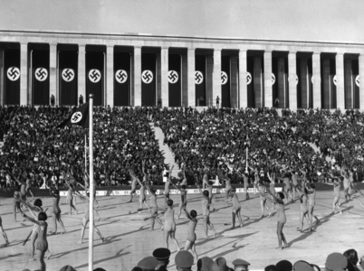 Gymnastics at the folk festival for the 1936 Nazi Party Congress (b/w photo)