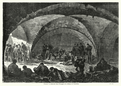 Prisonniers enfermes dans l'Orangerie du chateau de Versailles (engraving)