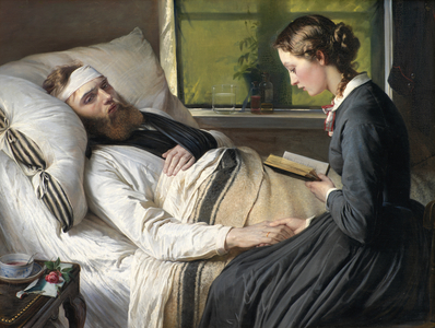 A Wounded Danish Soldier, 1865 (oil on canvas)