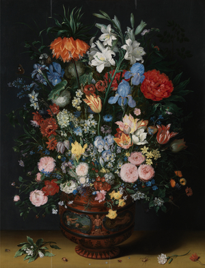 Flowers in a Vase (oil on panel)