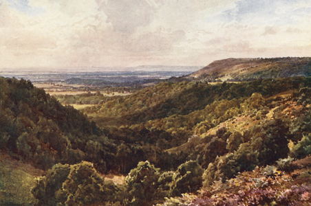 From the Hills above Peaslake, near Gomshall (colour litho)