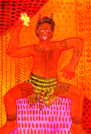 Maori Haka (Challenge Dance), 2005 (watercolour)