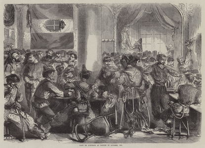 Cafe de L'Europe at Naples in October, 1860 (engraving)