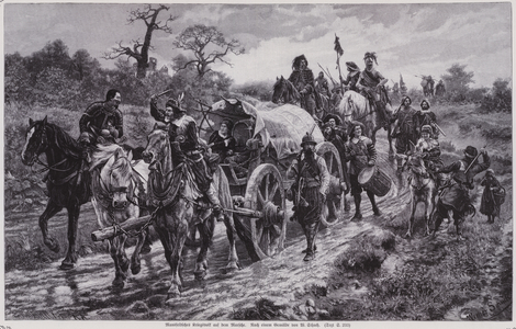 Soldiers of Ernst von Mansfeld on the march, Thirty Years War, 1618 (engraving)