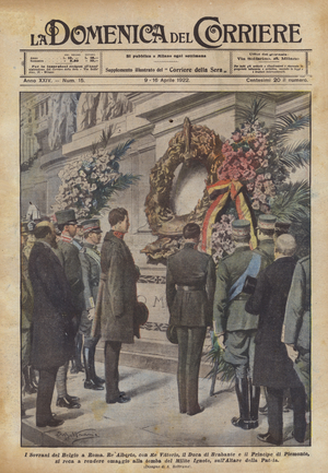 The Sovereigns of Belgium in Rome (colour litho)