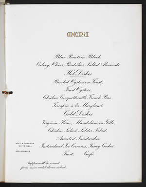 Menu for an event: Smoker, given by Group One, Pennysylvania bankers association, on September 24th 1902, at the horticultural hall, Philadelphia.