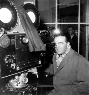 Marcel Cerdan on The Set of Film L'Homme Aux Mains D'Argile January 12, 1949 (b/w photo)