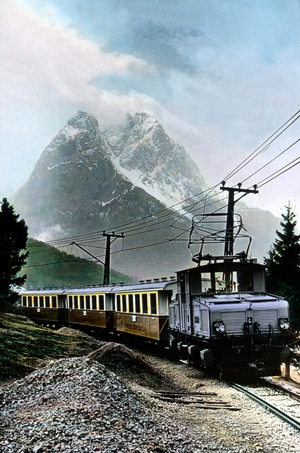 View to the peak of the Zugspitze