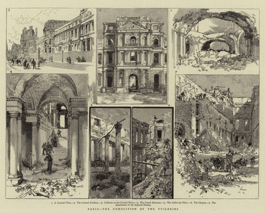 Paris, the Demolition of the Tuileries (engraving)