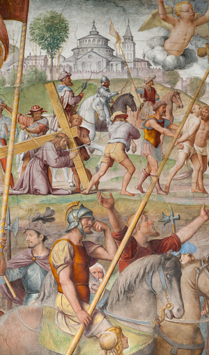 Jesus falling under the Cross, detail of the Passion and Crucifixion of Christ, 1529 (fresco)