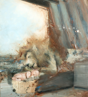 Lion with child, 2015 (oil on canvas)