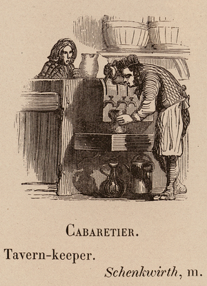 Le Vocabulaire Illustre: Cabaretier; Tavern-keeper; Schenkwirth (engraving)