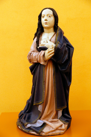 Royal Church of St Francis. Museum. Saint Agatha. 16th century. Polychrome wood. Evora. Portugal.