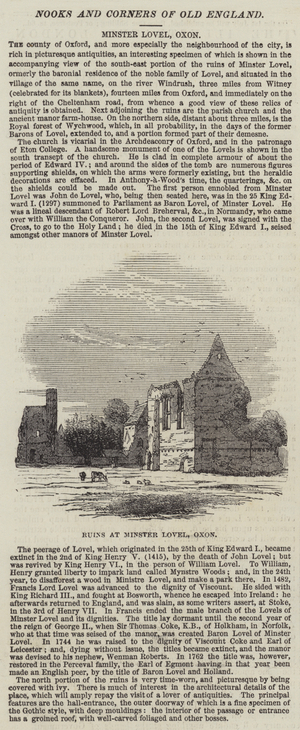 Ruins at Minster Lovel, Oxon (engraving)