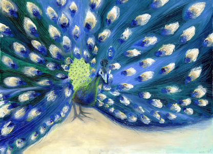 Peacock Eyes, 2013 (oil & diamante on card)
