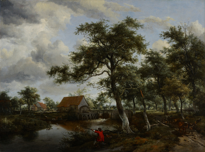 Wooded Landscape with Watermill, c.1665 (oil on canvas)