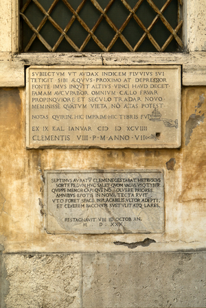 Renaissance - Painting : Plaque commemorating the greater flood of the Tiber in 1558, Rome, Italy