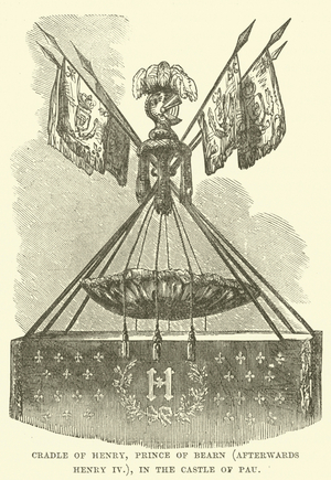Cradle of Henry of France, Prince of Bearn (afterwards Henry IV), in the Castle of Pau (engraving)