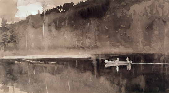 Trout Fishing, Lake St. John 1895 (Watercolor over graphite on paper)