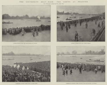 The University Boat-Race, the Crews at Practice (engraving)