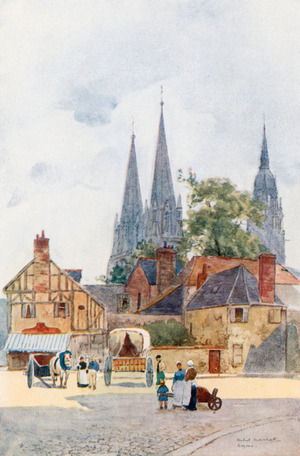 A Street Corner, Bayeux (colour litho)
