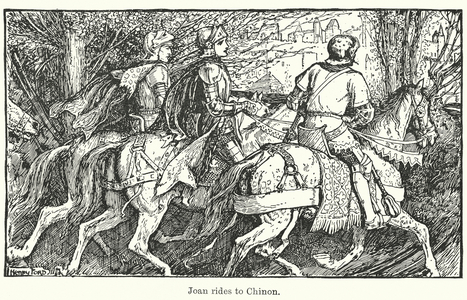 Joan rides to Chinon (litho)