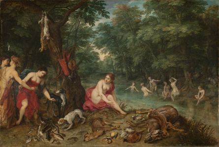 Bathing Nymphs (oil on panel)