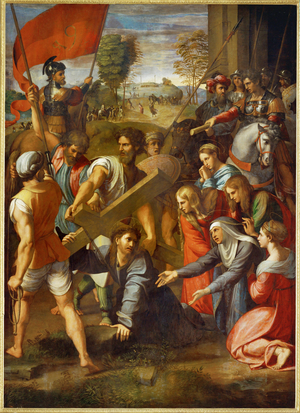Christ falls on the way to Calvary (painting on canvas)