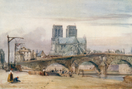 Notre Dame, Paris, 1835 (colour litho)