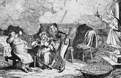 Men sampling the latest home brew, 1850