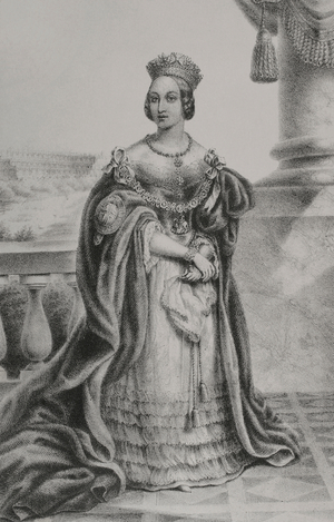 Queen Victoria, Queen of the United Kingdom of Great Britain and Ireland, portrait, 1855 (litho)