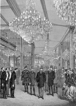Emperor Franz Joseph I of Austria visiting the world's fair