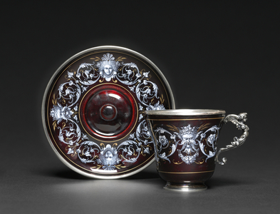 Cup and Saucer, c.1880-1900 (silver, enamel)