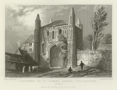 Gateway of St John's Abbey, Colchester, Essex (engraving)