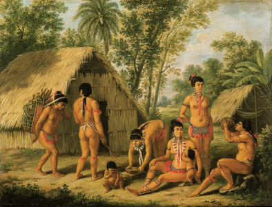 A family of Charaibes in the Island of St. Vincent (oil on canvas)