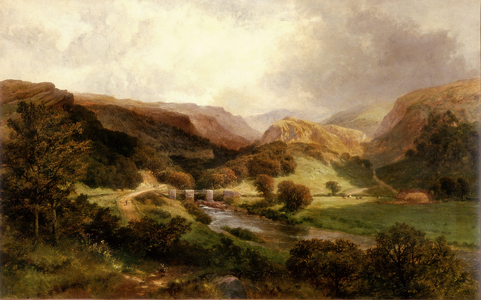 Pont-y-Pant and the Lledr Valley, North Wales (oil on canvas)