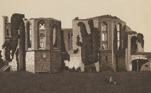Kenilworth Castle, Exterior of the Banqueting Hall (litho)