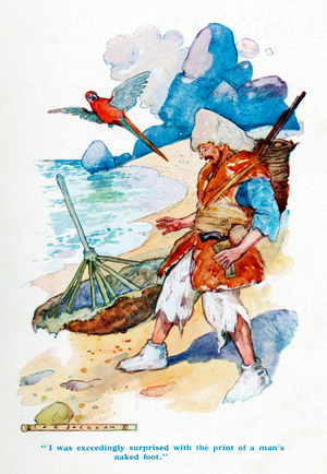 Illustration for Robinson Crusoe by Daniel Defoe, c.1920 (print)
