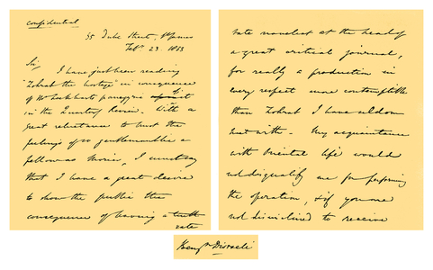 Autograph: Benjamin Disraeli, Earl of Beaconsfield, 1833
