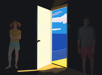 Couple In Beach House, Brooklyn (digital art)
